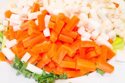 Chopped vegetable varieties Stock Photos