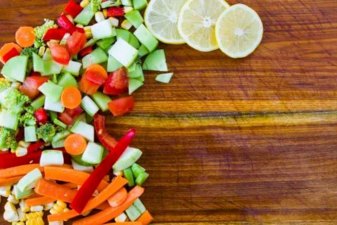Chopped vegetables on the board Stock Photos
