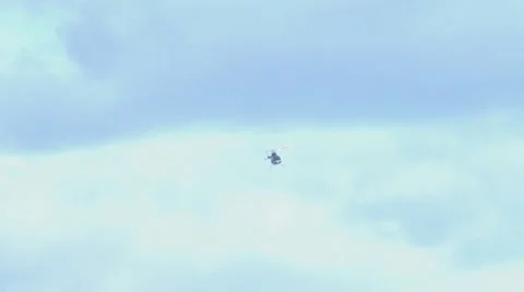Chopper in Beautiful Sky Stock Footage 8533813
