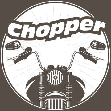 Chopper moto handlebar with rear-view mirrors Stock Illustration