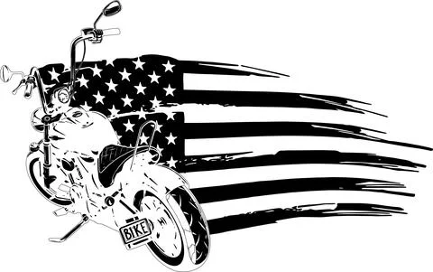 Chopper motorcycle with american flag vector illustration Stock Illustration