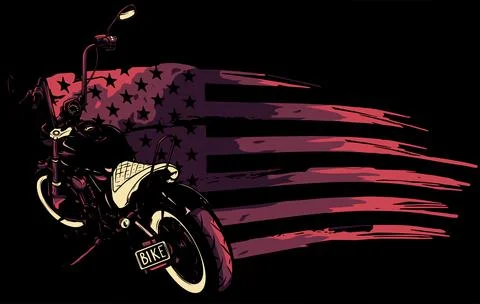 Chopper motorcycle with american flag vector illustration 스톡 일러스트