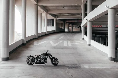 Chopper Motorcycle with Cool Background Stock Photos