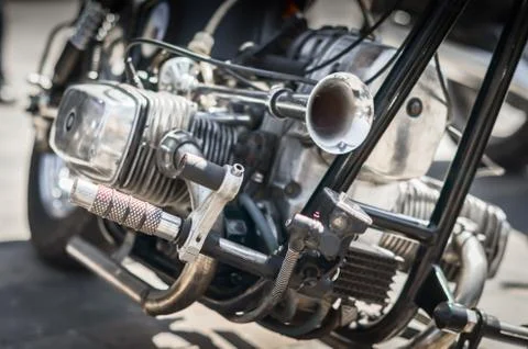 Chopper motorcycle engine close up Foto stock