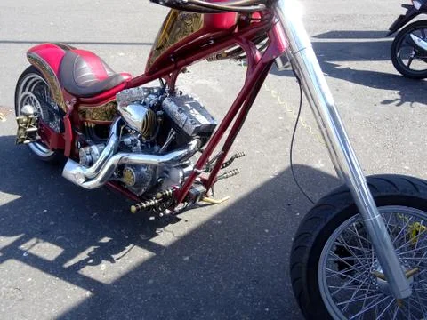Chopper Motorcycle Extended Forks Stock Photos