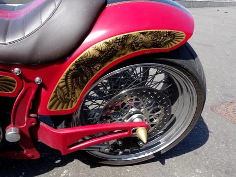 Chopper Motorcycle Rear Wheel Stock Photos