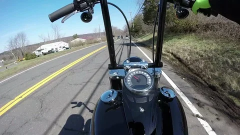 Chopper motorcycle Riding down road POV gopro 库存影片 88682465