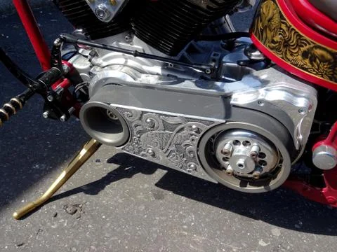 Chopper Motorcycle On Stand Stock Photos