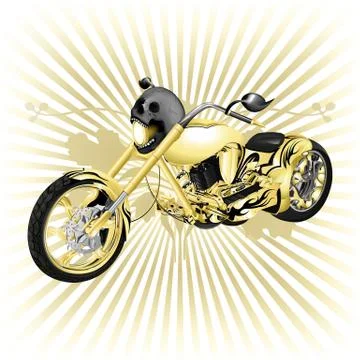 Chopper with a skull on the spotlight Stock Illustration