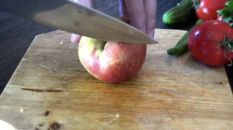 Chopping an apple Stock Footage 48136724
