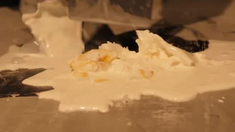Chopping Banana Slice with Scraper for Rolled Ice Cream Preparation Stock-Footage 345293244