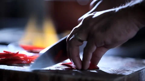 Chopping Bell Pepper Stock Footage 49697884