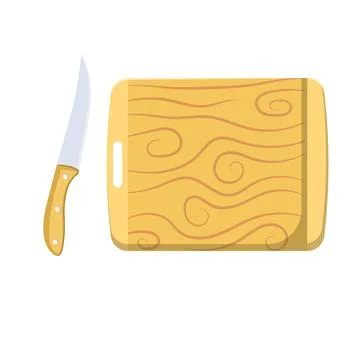 Chopping Board and Knife Flat Illustration. Clean Icon Design Element on Is.. 库存插图