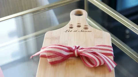 Chopping Board Gift Close-Up Shot Stock-Footage 132004660