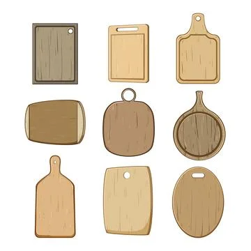 Chopping board set cartoon vector illustration Stock Illustration