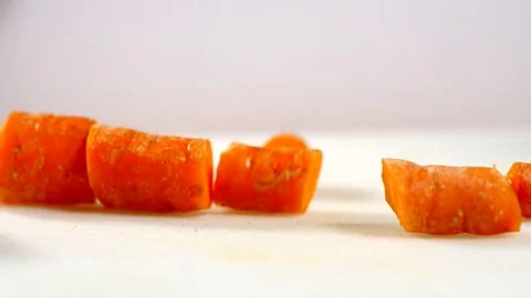 Chopping Carrot into large chunks Stock Footage 81190525