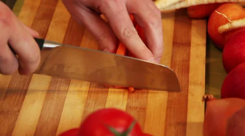 Chopping carrots Stock Footage 34254223