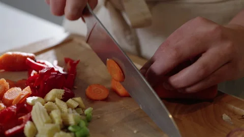 Chopping Carrots Stock Footage 254588029