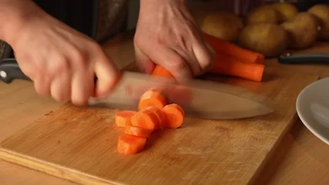 Chopping Carrots Stock Footage 302392793