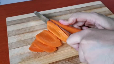 Chopping Carrots Vegetables Stock Footage 158076316