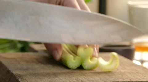 Chopping celery, 4k Stock Footage 63298971