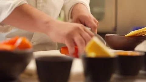 Chopping chili pepper Stock Footage 77099686