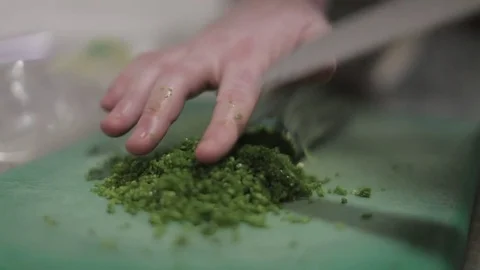 Chopping Chive Stock Footage 77034271