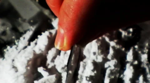 Chopping Cocaine or Meth High Angle Stock Footage