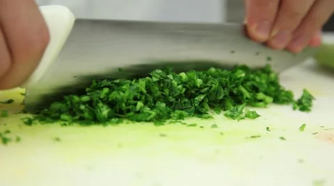 Chopping coriander Stock Footage 46531403