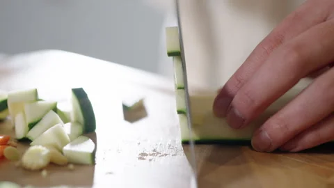 Chopping courgette Stock Footage 254589857