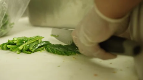 Chopping cucumber - slow motion 스톡 동영상 311534799