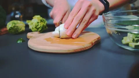 Chopping an egg on a cutting board Stock-Footage 252331833