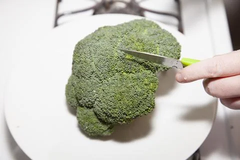Chopping Fresh Broccoli Stock Photos