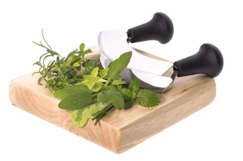 Chopping fresh herbs Stock Photos