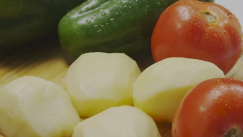 Chopping fresh potato Stock Footage 98296164