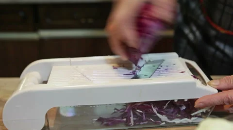 Chopping fresh red cabbage Stock Footage 58208853