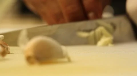 Chopping Garlic Stock Footage 49498584