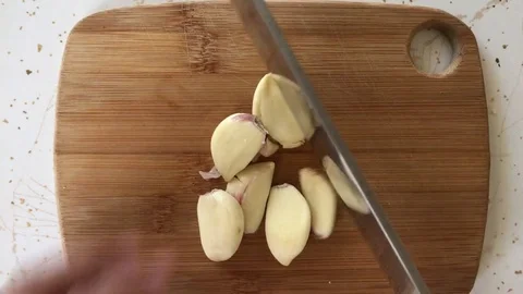 Chopping Garlic Stock Footage 80241004