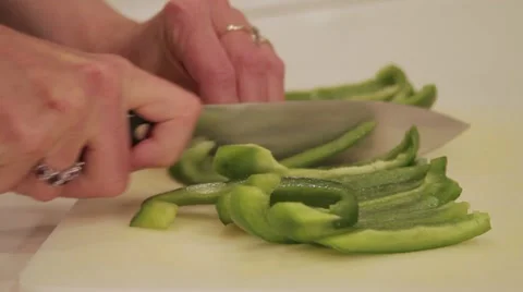 Chopping Green Pepper Stock Footage 11016505