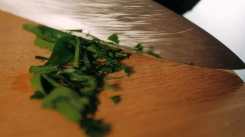 Chopping greens with the knife Stock Footage 125458459