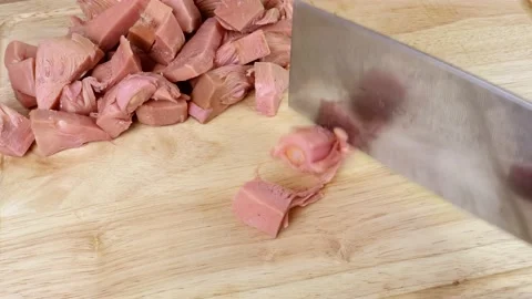 Chopping Up Jackfruit Into Small Chunks 스톡 동영상 143780280