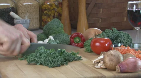 Chopping Kale Stock Footage 2427819