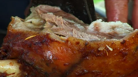 Chopping lamb roast 03 Stock Footage 63757702