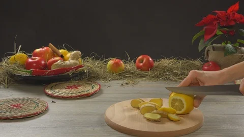 Chopping Lemon Stock Footage 97220418