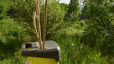 Chopping machine tools. Mulching gardening tools. Stock Footage 155921427