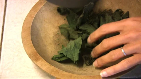 Chopping medicinal herbs Stock Footage 5296341