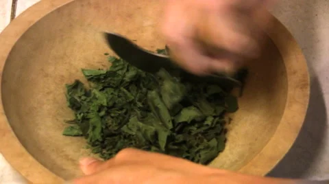 Chopping medicinal herbs Stock Footage 5296390