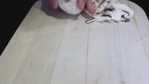 Chopping mushrooms Stock Footage 132647842