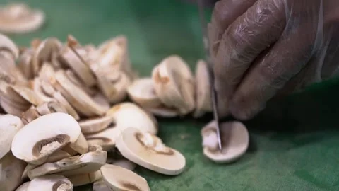Chopping Mushrooms Stock Footage 319949038