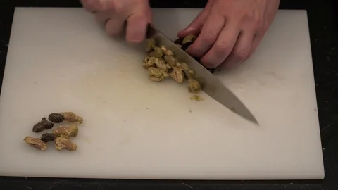 Chopping olives above view Stock Footage 113528641